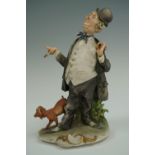 An Italian Capo di Monte style porcelain comical figurine by Guiseppe Cappe, depicting a