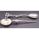 A George V Coronation commemorative silver anointing type spoon modelled after the antique, together