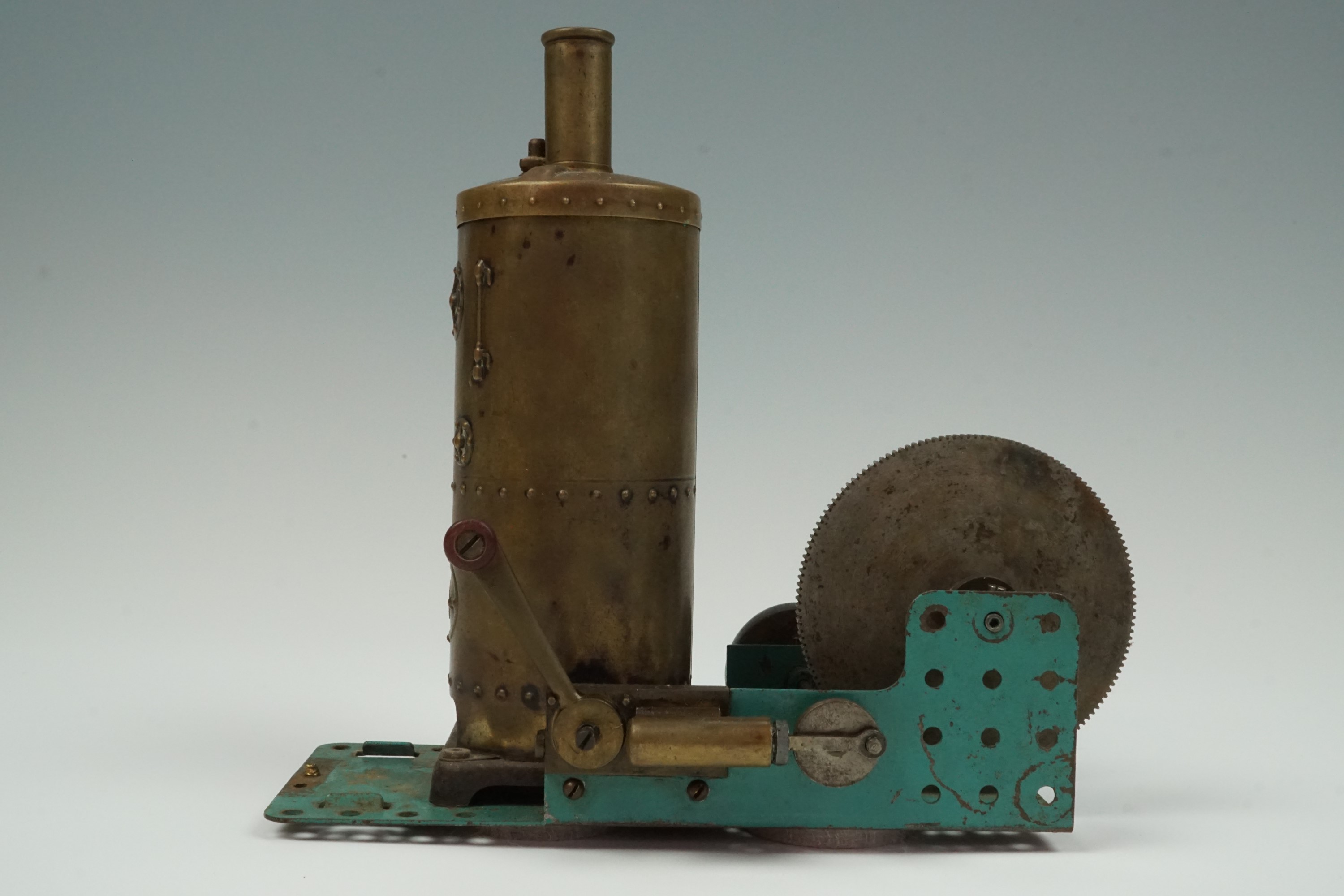 An early Meccano vertical live steam engine, 18 cm