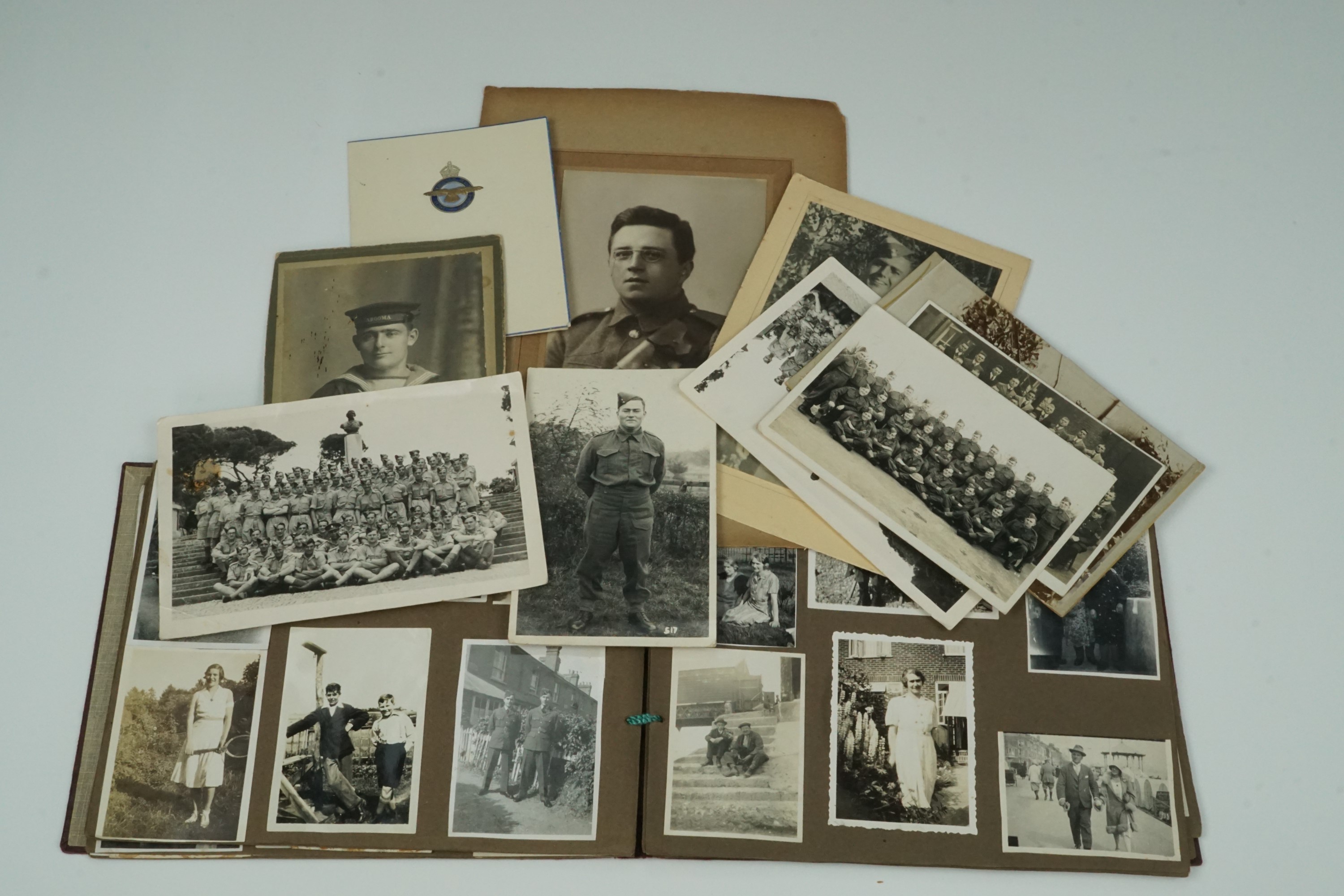 Sundry Great War and later military and other photographs including a 1940s family photograph album