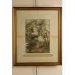 W*** Young (19th Century) Sunlit view of a pathway shaded by trees, dated 1868, framed with a