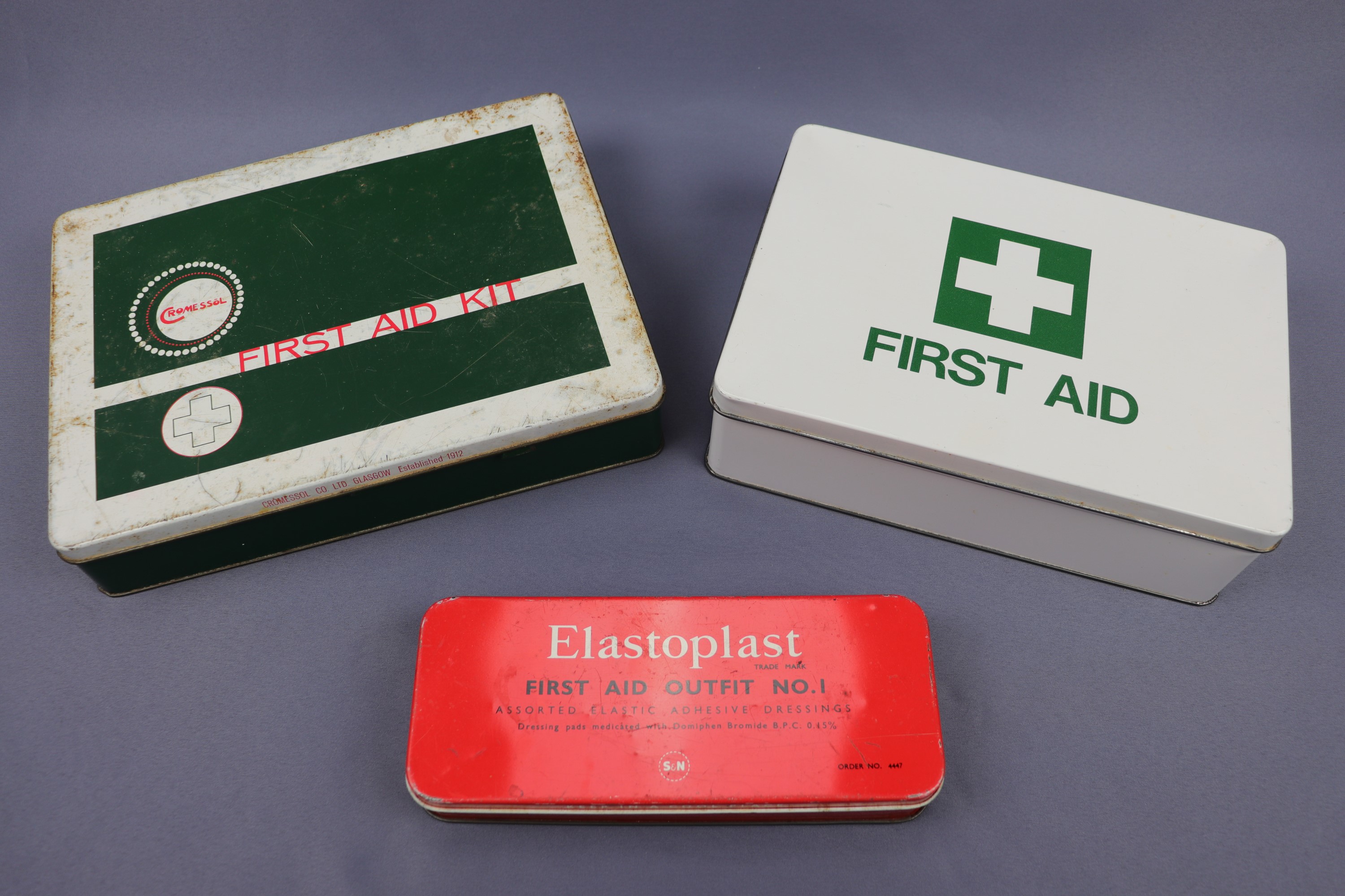 Cromessol and other vintage first aid kits