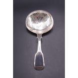 A George III silver fiddle pattern caddy spoon with engraved bowl, James Payne, London, 1829