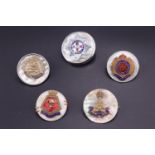 Five mother-of-pearl sweetheart brooches