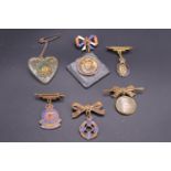 Six pendant / locket sweetheart brooches