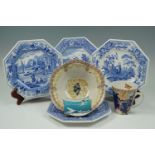 Four contemporary Spode Blue Room Sutherland Collection blue-and-white octagonal plates together