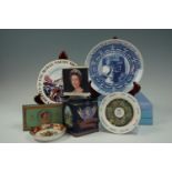 A quantity of Wedgwood and other royal commemorative plates, boxes etc