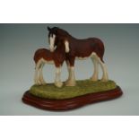 Border Fine Arts "Clydesdale Mare and Foal"