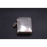 A silver fob Vestas case, of plain cushion form, W H Haseler Ltd, Birmingham, 1921, 38 mm x 28 mm