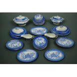 A 19th Century Copeland Spode child's miniature / dolls dinner service in the Pagoda Willow pattern