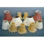A quantity of small lamp shades suitable for electric girandoles, electroliers and bedside lamps