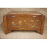 A mid-20th Century Chinese carved camphor wood chest, 90 cm x 48 cm x 48 cm