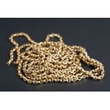 A Victorian yellow metal faceted belcher link guard chain, 163 cm, 35.3 g (a/f)