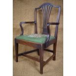 A George III mahogany dining armchair