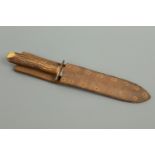A Second World War Fairbairn Sykes / FS fighting knife, a stag antler gripped variant