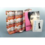 An Andy Warhol Campbell's Tomato Soup Cans Pop Art print shopping bag retailed by Cally & Co, a