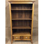 A contemporary Winsor Furniture satin walnut open-fronted bookcase, 100 cm x 45 cm x 180 cm