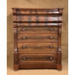 A Victorian flame-figured mahogany Scotch chest, 127 cm x 57 cm x 160 cm