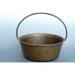 A large brass jam pan, 38 cm diameter