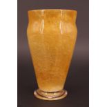 A Whitefriars "Cloudy" glass vase designed by Harry Powell, in amber, circa 1930, 15 cm