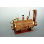 A scale model marine type cross-tube boiler for powering live steam engines, 26 cm