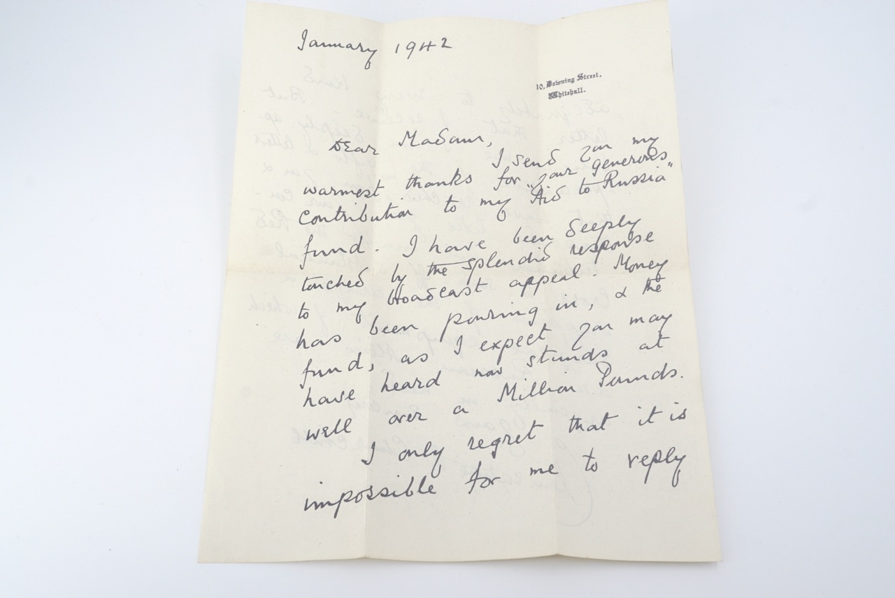 A period facsimile letter dated January 1942 on 10 Downing St headed paper from Clementine Churchill - Image 2 of 3