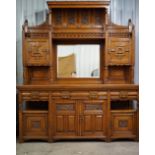 A fine Victorian Aesthetic Movement influenced carved oak mirror-backed sideboard, 200 cm x 65 cm