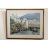 Sam Burden (20th Century) Sunny harbour scene, with seagulls swooping to the fore, watercolour,