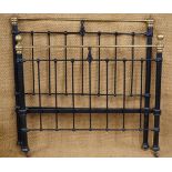 A Victorian brass and iron bedstead with irons and folding bed base, 4' 6"