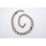 A late 19th / early 20th Century heavy graded curb link silver watch chain, 37 cm, 38 g