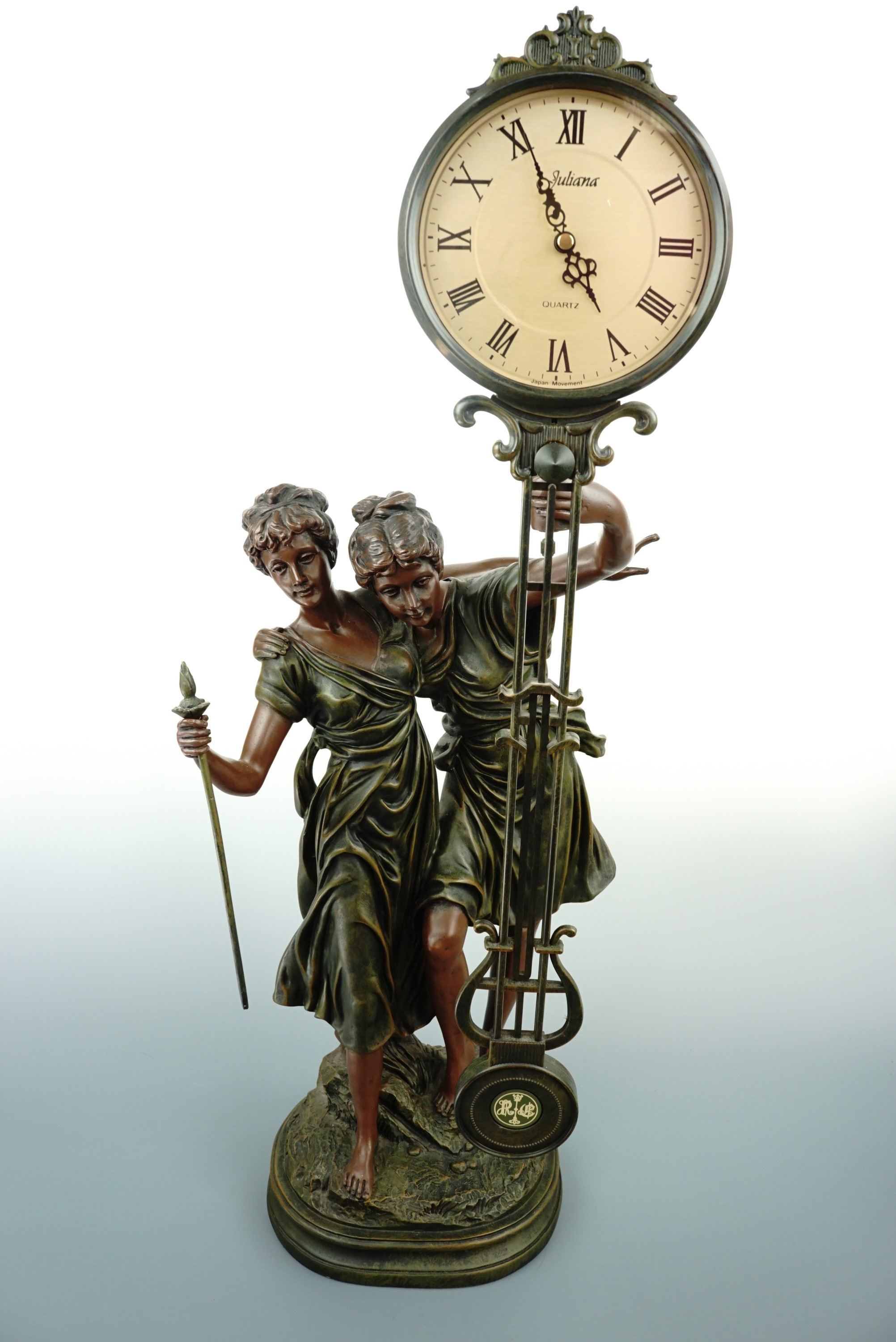 A reproduction Belle Opoque figural mystery clock, 80 cm