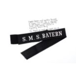 An Imperial German Kaiserliche Marine cap tally for a sailor of the SMS Bayern, an accompanying note