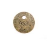 A Comrie Colliery miner's brass pit check / token