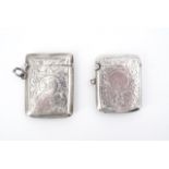 Two Edwardian silver fob vesta cases