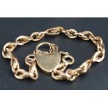 A 9ct gold fancy compound belcher link bracelet with padlock clasp, 14.2 g