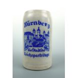 A German Third Reich Nuremberg Nazi Rally salt glazed stoneware beer stein, bearing the legend "