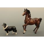 A Beswick horse, 17 cm, together with a Beswick collie dog