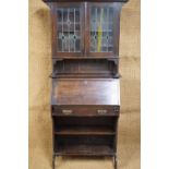 A late Victorian oak bureau bookcase, 80 cm x 190 cm