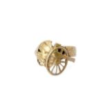 A Great War patriotic brass finger ring depicting an artillery piece