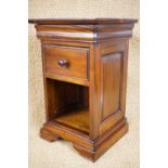 A contemporary reproduction Victorian mahogany bedside cabinet, 40 cm x 40 cm x 66 cm