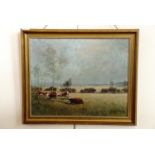 Glynn Carter (20th Century) Sunny landscape study with cattle, signed and dated 1978, oil on canvas,