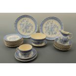 A Victorian gilt-enriched blue and white tea set