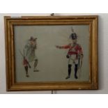 A period watercolour study of a mid-19th Century recruiting sergeant of the 34th (?) (Cumberland)