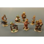 Seven Hummel figurines, "Apple Tree Girl", "Max & Moratz", etc, (two a/f)