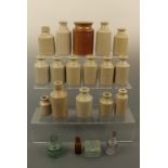 A quantity of stoneware bottles etc, tallest 14 cm