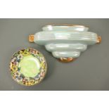 A Sadler art deco wall pocket together with a Maling dish, 10 cm diameter