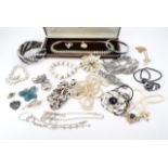 A quantity of vintage costume jewellery and watches, including a 1970s Ronald L. Baily brick-link