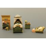 Avon cosmetics miniature furniture, Victorian conservatory, Victorian library, Victorian nursery and