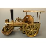 A Wilesco "Old Smoky" brass live-steam roller, (unfired), 32 x 15 x 21 cm high