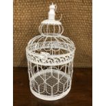 A large quantity of contemporary pendant white painted wire "lanterns" for flower arrangements or